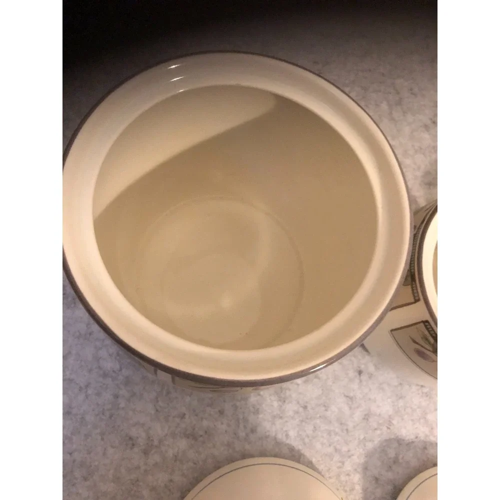 Vintage Mikasa Intaglio Garden Harvest 4 Canister Set w/ Lids (8-pcs)